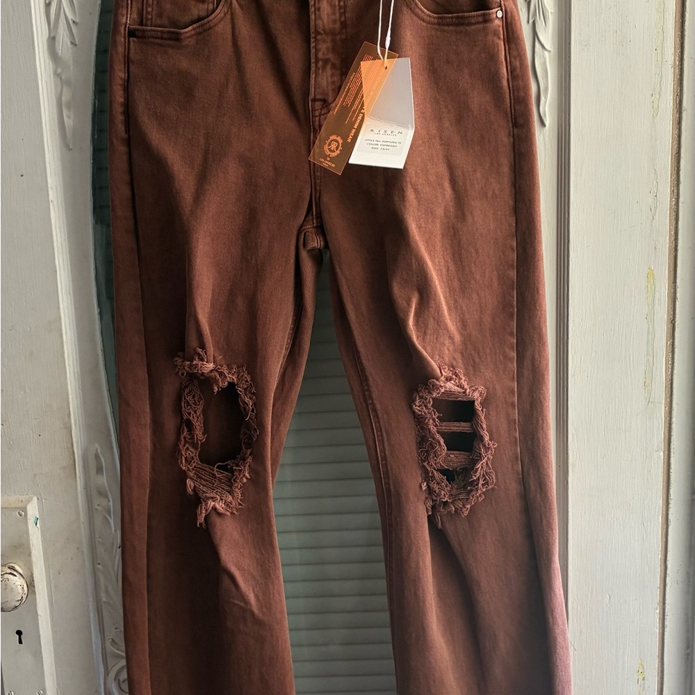 Risen High Rise Destroyed Knee frayed Hem Jeans Juniors Size 13/31 NWT